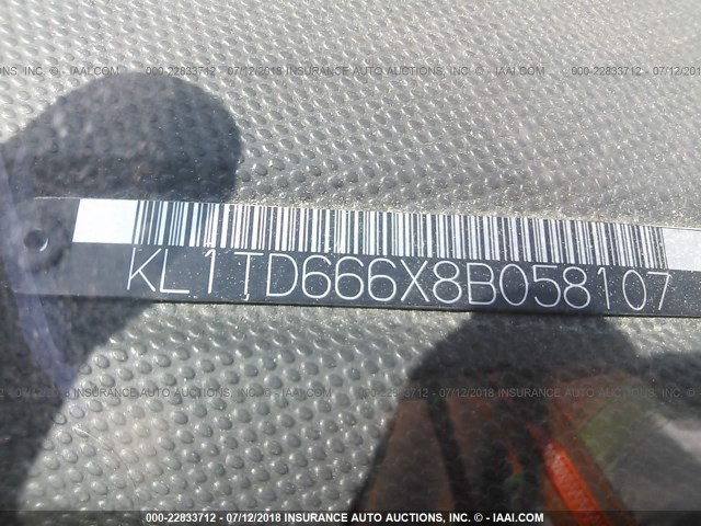 KL1TD666X8B058107 - 2008 CHEVROLET AVEO LS RED photo 9