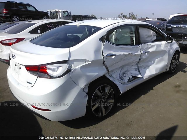 5NPDH4AE7EH515325 - 2014 HYUNDAI ELANTRA SE/SPORT/LIMITED WHITE photo 4