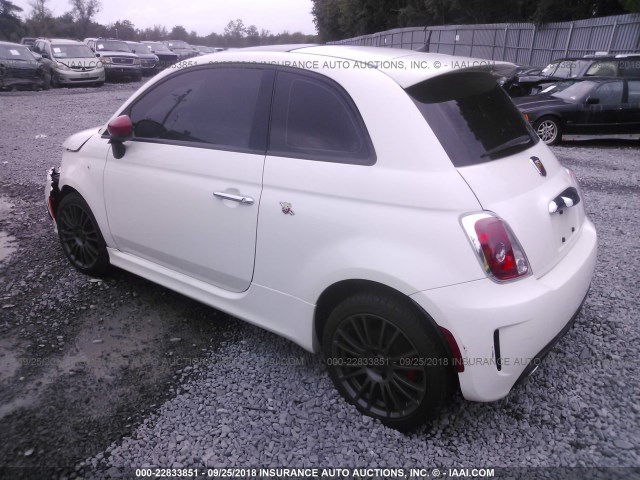 3C3CFFFH7CT350913 - 2012 FIAT 500 ABARTH WHITE photo 3