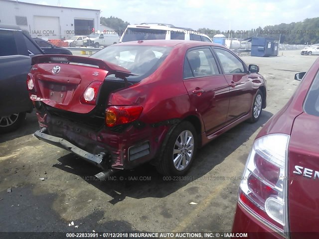 2T1BU4EE9AC516566 - 2010 TOYOTA COROLLA S/LE/XLE RED photo 4