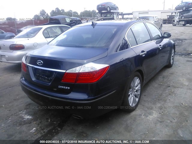 KMHGC46E79U042702 - 2009 HYUNDAI GENESIS 3.8L BLUE photo 4