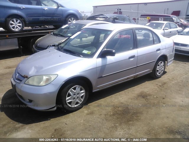 1HGES16374L007489 - 2004 HONDA CIVIC DX VP SILVER photo 2