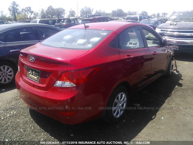 KMHCT4AE7DU284064 - 2013 HYUNDAI ACCENT GLS/GS RED photo 4