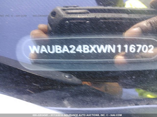 WAUBA24BXWN116702 - 1998 AUDI A6 2.8 QUATTRO BLACK photo 9