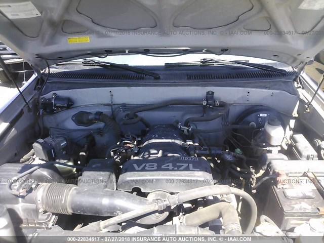 5TBDT44105S482968 - 2005 TOYOTA TUNDRA DOUBLE CAB SR5 SILVER photo 10