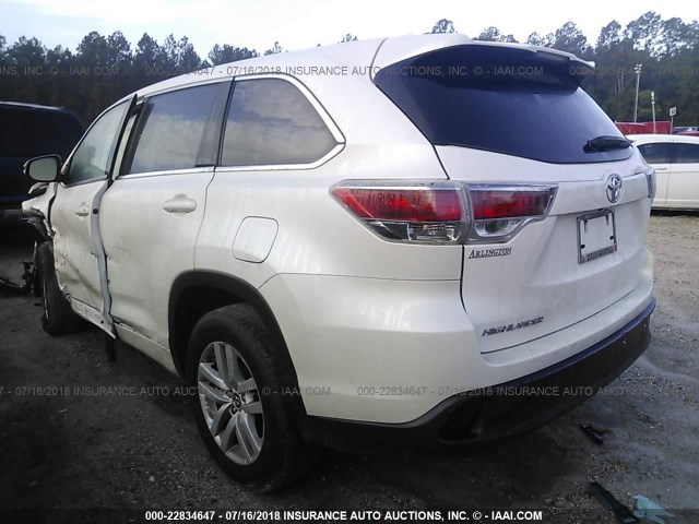 5TDZKRFH5GS145321 - 2016 TOYOTA HIGHLANDER LE/LE PLUS WHITE photo 3
