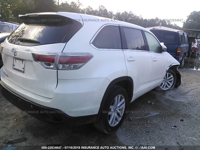 5TDZKRFH5GS145321 - 2016 TOYOTA HIGHLANDER LE/LE PLUS WHITE photo 4