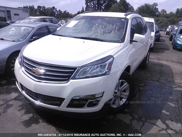 1GNKRHKD1EJ369701 - 2014 CHEVROLET TRAVERSE LT WHITE photo 2