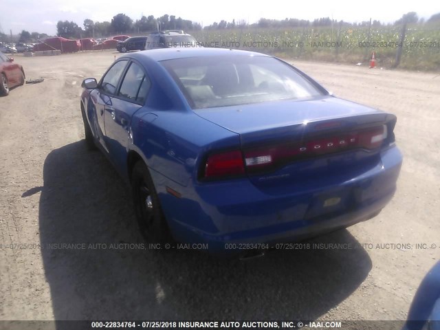 2C3CDXAT1DH642185 - 2013 DODGE CHARGER POLICE BLUE photo 3