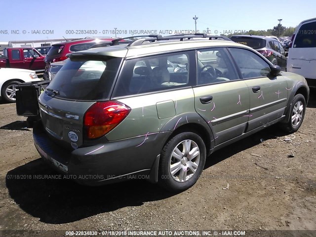 4S4BP61C557335197 - 2005 SUBARU LEGACY OUTBACK 2.5I GREEN photo 4