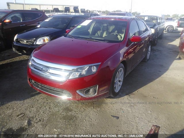 3FAHP0JA8CR155542 - 2012 FORD FUSION SEL RED photo 2