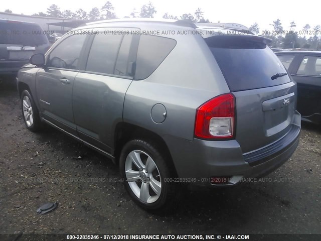 1C4NJCBA7CD540422 - 2012 JEEP COMPASS SPORT GRAY photo 3