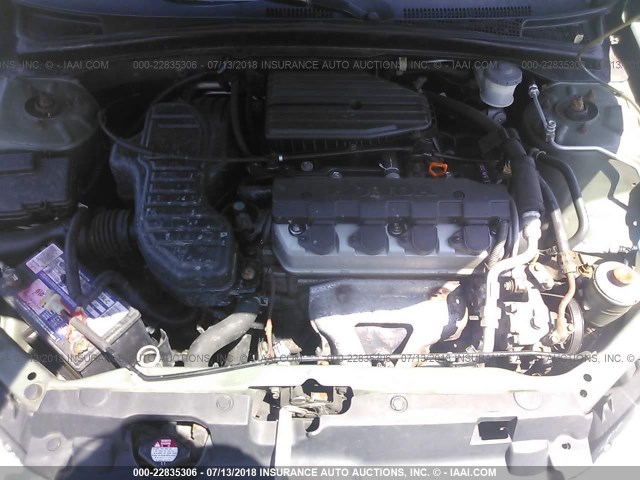 2HGES16374H585489 - 2004 HONDA CIVIC DX VP მწვანე ფოტო 10