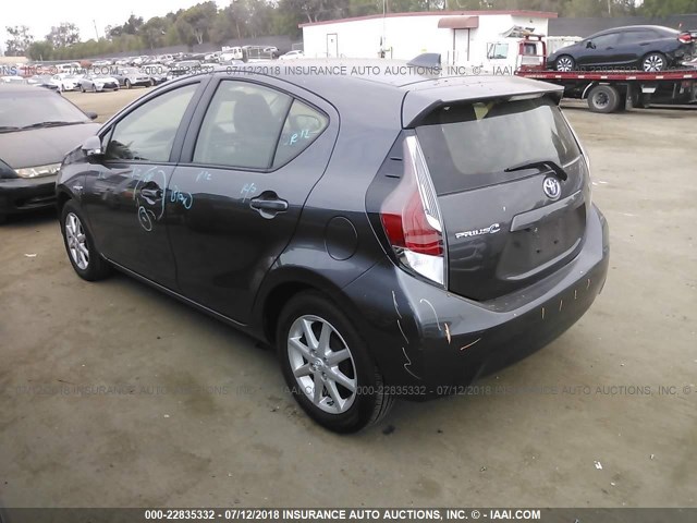 JTDKDTB37G1116967 - 2016 TOYOTA PRIUS C GRAY photo 3