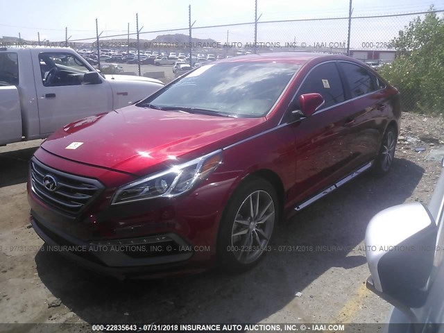 5NPE34AB9HH538554 - 2017 HYUNDAI SONATA SPORT/LIMITED RED photo 2