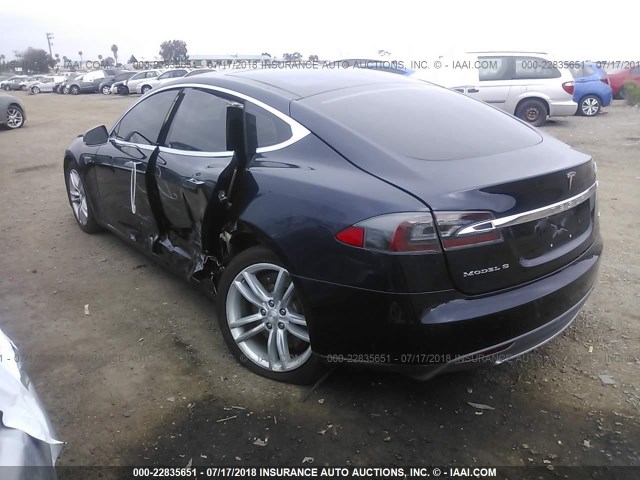 5YJSA1H16EFP49452 - 2014 TESLA MODEL S Dark Blue photo 3