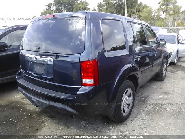 5FNYF3H26CB036418 - 2012 HONDA PILOT LX Dark Blue photo 4