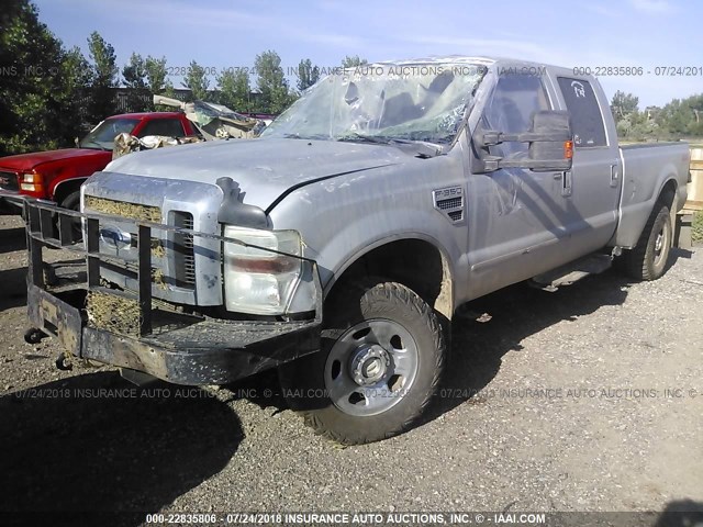 1FTWW31Y48ED94695 - 2008 FORD F350 4X4 CREWCAB SRW SUPER DUTY SILVER photo 2