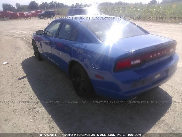 2C3CDXAT1DH740794 - 2013 DODGE CHARGER POLICE BLUE photo 3