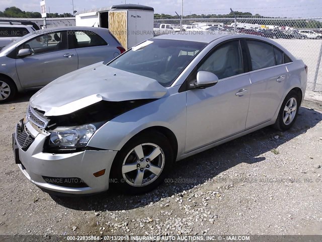 1G1PC5SB9E7296368 - 2014 CHEVROLET CRUZE LT SILVER photo 2