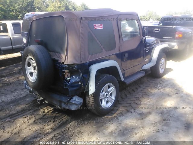 1J4FA49S0YP798662 - 2000 JEEP WRANGLER / TJ SPORT BLUE photo 4