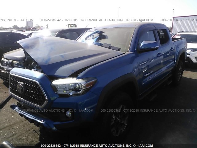 3TMAZ5CNXJM054662 - 2018 TOYOTA TACOMA DBL CAB/SR5/TRD SPORT/OR BLUE photo 2