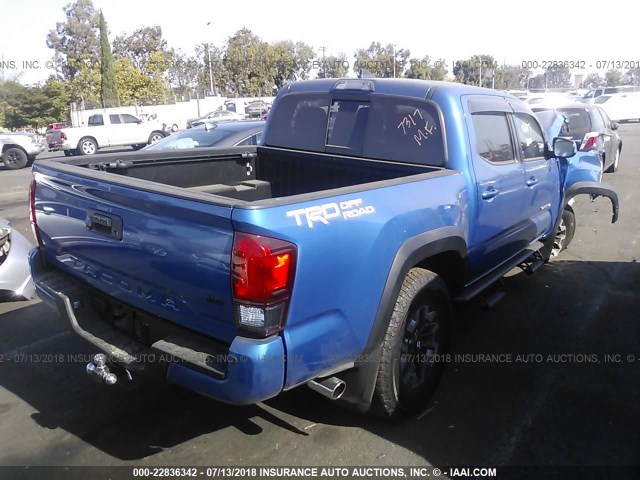 3TMAZ5CNXJM054662 - 2018 TOYOTA TACOMA DBL CAB/SR5/TRD SPORT/OR BLUE photo 4