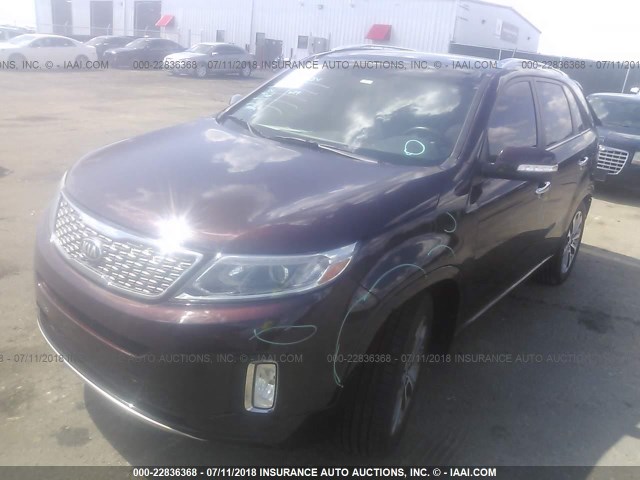 5XYKW4A72FG576833 - 2015 KIA SORENTO SX/SX LIMITED BURGUNDY photo 2