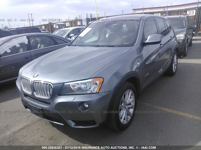 5UXWX9C53D0A28299 - 2013 BMW X3 XDRIVE28I GRAY photo 2