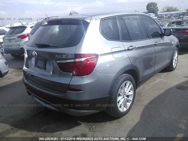 5UXWX9C53D0A28299 - 2013 BMW X3 XDRIVE28I GRAY photo 4