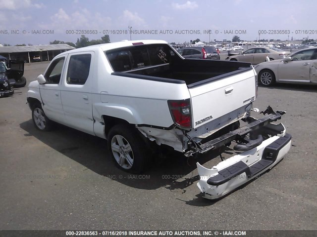 5FPYK1F57DB009542 - 2013 HONDA RIDGELINE RTL WHITE photo 3