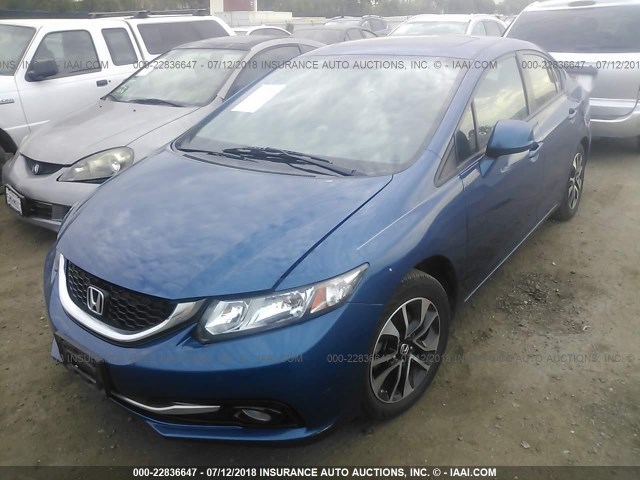 19XFB2F90DE239275 - 2013 HONDA CIVIC EXL BLUE photo 2