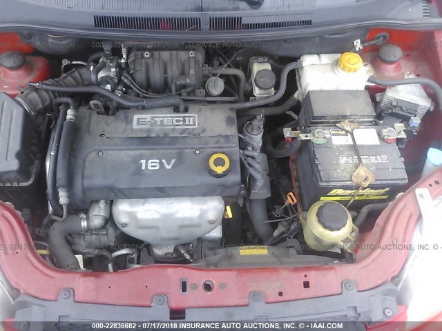 KL1TD56687B150731 - 2007 CHEVROLET AVEO LS RED photo 10