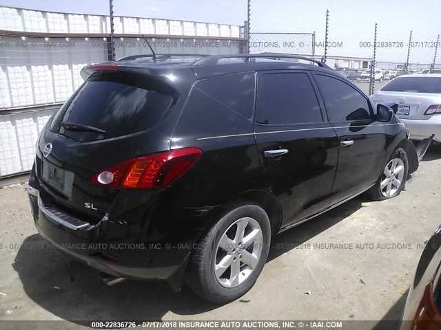 JN8AZ18U09W021050 - 2009 NISSAN MURANO S/SL BLACK photo 4