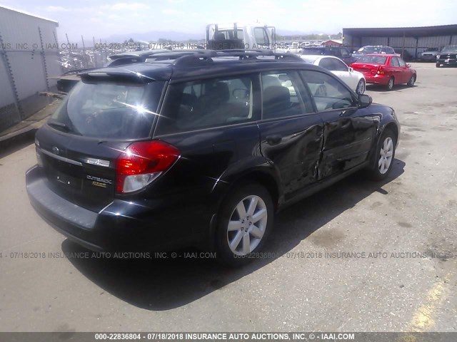 4S4BP61C286339220 - 2008 SUBARU OUTBACK 2.5I BLACK photo 4