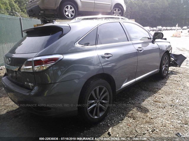 2T2BK1BA1DC220804 - 2013 LEXUS RX 350/BASE/F SPORT GRAY photo 4