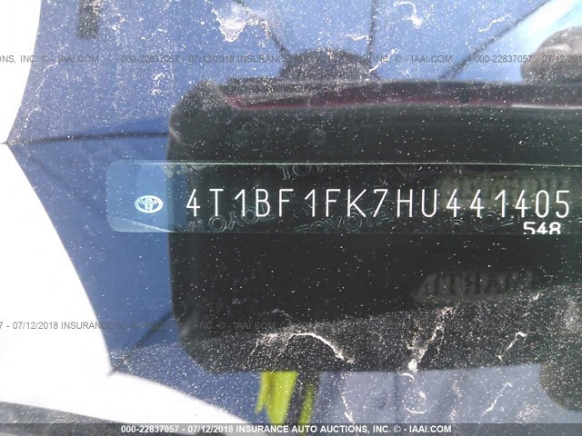 4T1BF1FK7HU441405 - 2017 TOYOTA CAMRY LE/XLE/SE/XSE BLACK photo 9