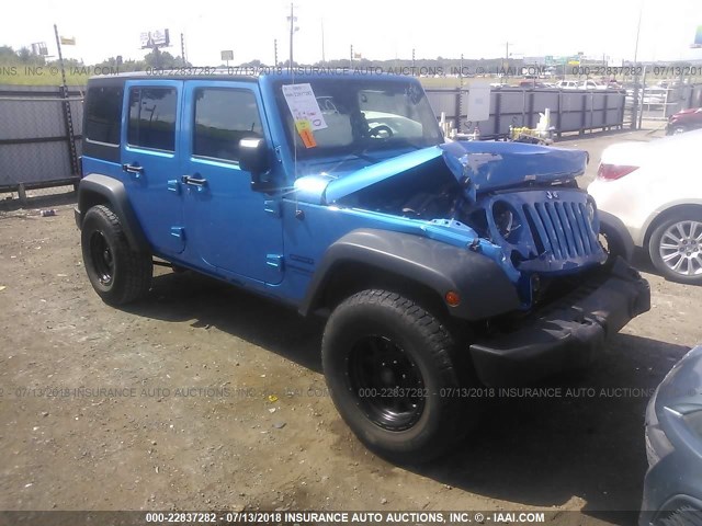 1C4HJWDG4FL549508 - 2015 JEEP WRANGLER UNLIMITE SPORT BLUE photo 1