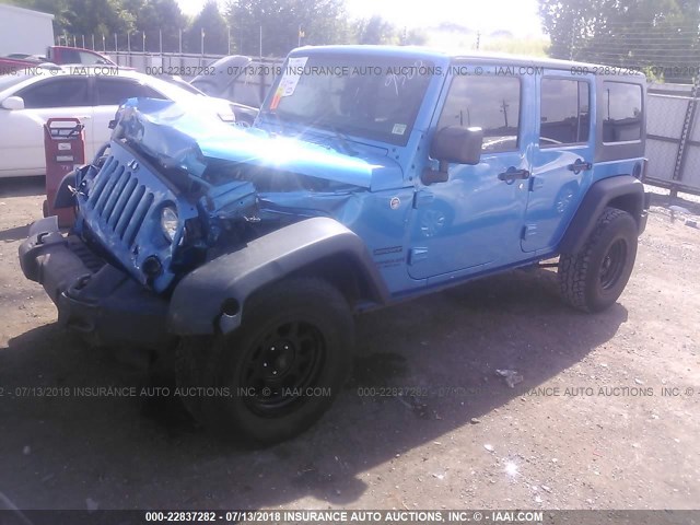 1C4HJWDG4FL549508 - 2015 JEEP WRANGLER UNLIMITE SPORT BLUE photo 2