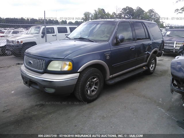 1FMRU17L5XLA77937 - 1999 FORD EXPEDITION BLUE photo 2