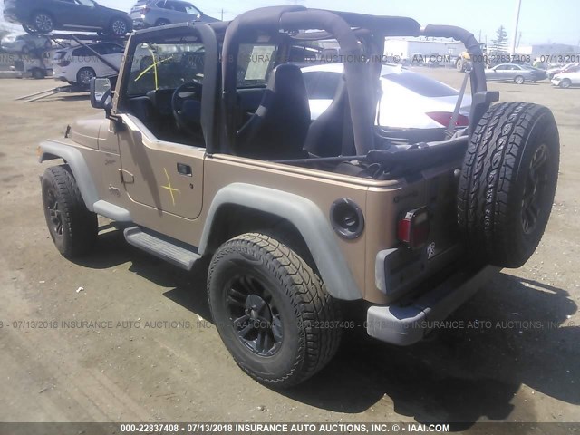 1J4FA49S0YP755021 - 2000 JEEP WRANGLER / TJ SPORT TAN photo 3