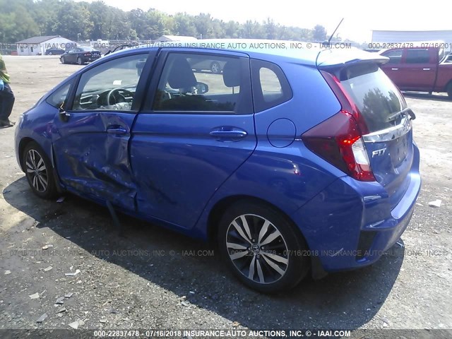 JHMGK5H71GX007661 - 2016 HONDA FIT EX/EXL BLUE photo 3