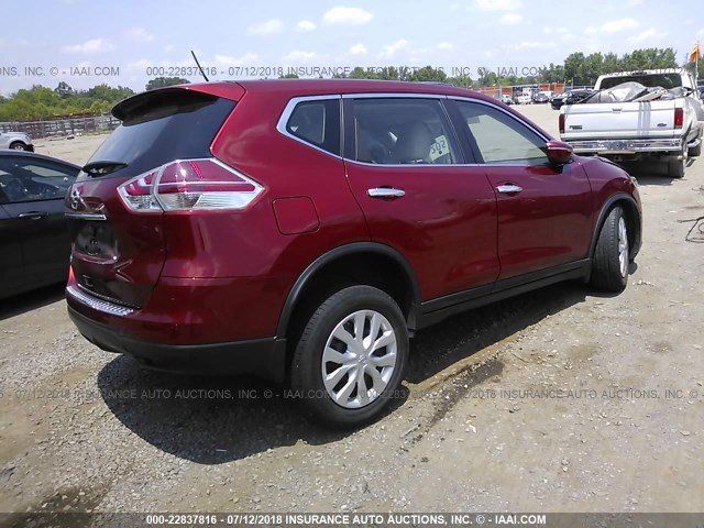 KNMAT2MT0FP589224 - 2015 NISSAN ROGUE S/SL/SV RED photo 4