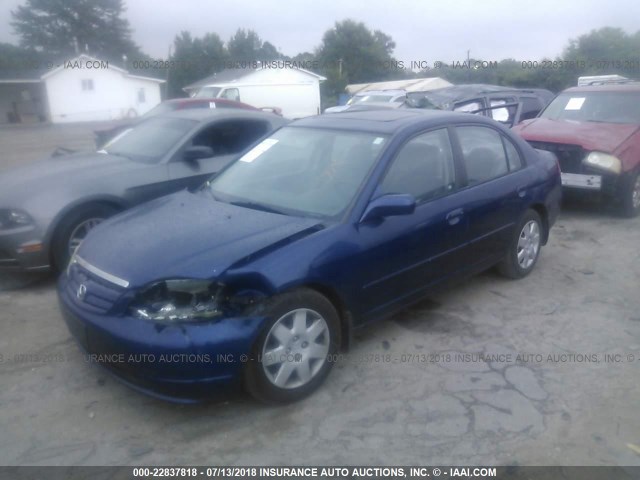 1HGES26722L066276 - 2002 HONDA CIVIC EX BLUE photo 2