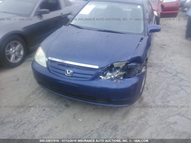 1HGES26722L066276 - 2002 HONDA CIVIC EX BLUE photo 6