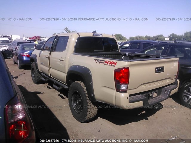 3TMCZ5AN2HM106095 - 2017 TOYOTA TACOMA DBL CAB/SR/TRDSPT/OR/PRO TAN photo 3