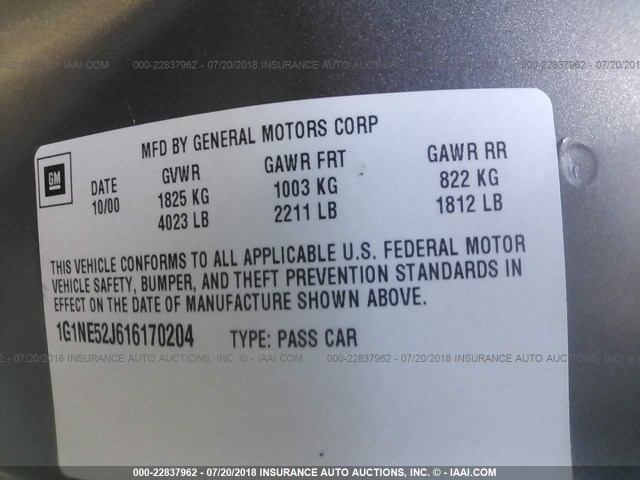 1G1NE52J616170204 - 2001 CHEVROLET MALIBU LS BROWN photo 9