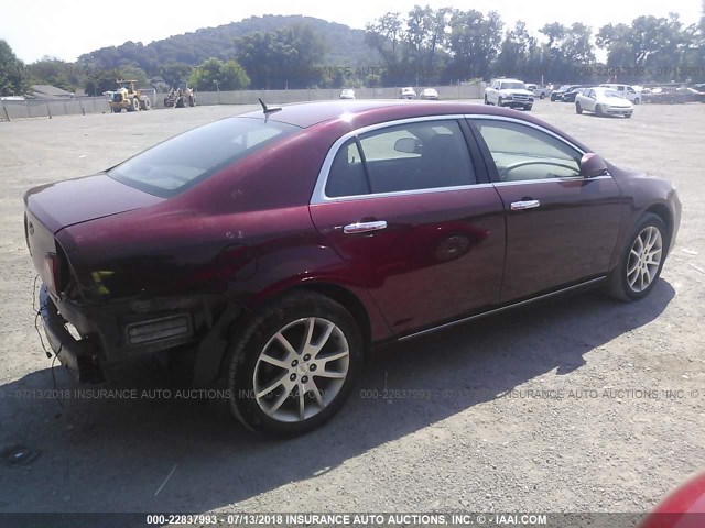 1G1ZE5EB4AF206509 - 2010 CHEVROLET MALIBU LTZ 勃艮第红 照片 4