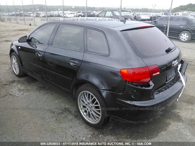 WAUHF78P77A009002 - 2007 AUDI A3 2 BLACK photo 3