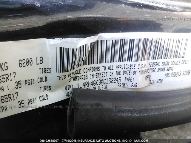 1J4RH4GK3AC162245 - 2010 JEEP COMMANDER SPORT შავი ფოტო 9